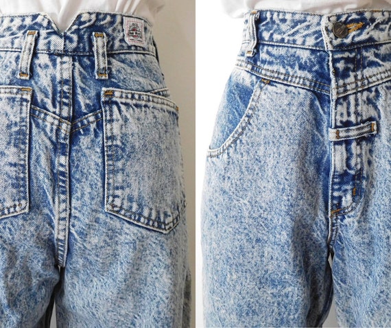 Waist 28 Acid Wash Denims Vintage 1980s 80s High w