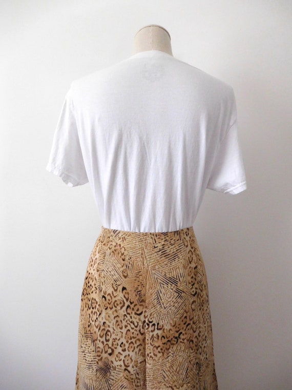 Waist 30 Silk Leopard and Floral Print Slip Skirt… - image 6