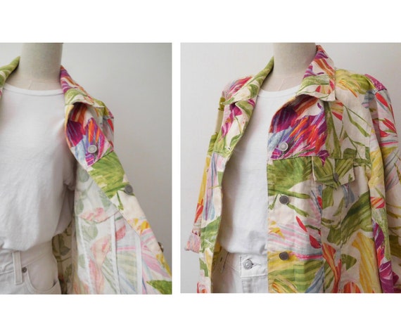 Size M Hawaiian Linen Blend Jacket Vintage 1990s … - image 7