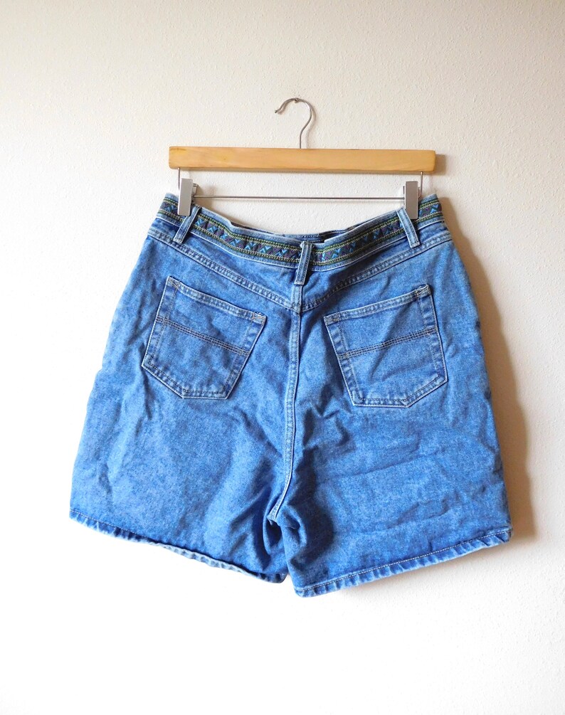 Waist 32 Route 66 Denim Shorts Vintage 1990s 90s High waisted Ribbon  Detailing High rise Mom jeans Classic Cotton Blue Shorts Clothing  tomitabento.vn