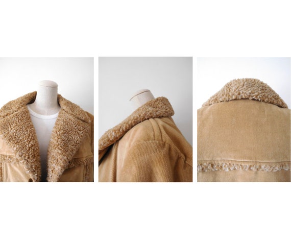 Size L / XL Shearling and Velvet Jacket Vintage 1… - image 4