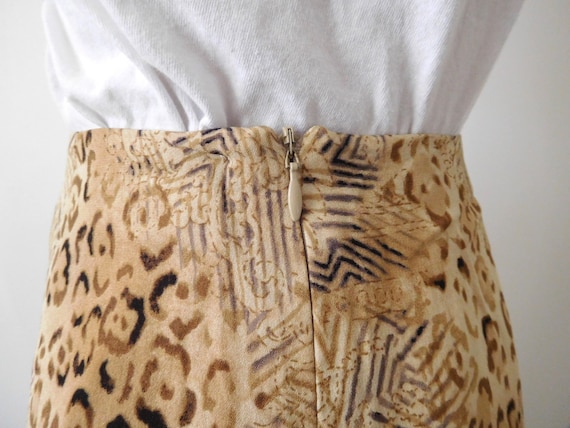 Waist 30 Silk Leopard and Floral Print Slip Skirt… - image 4