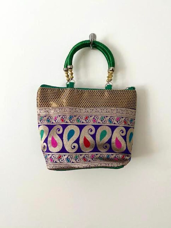 Vintage 1990s Mini multicolored handbag Gold Meta… - image 3