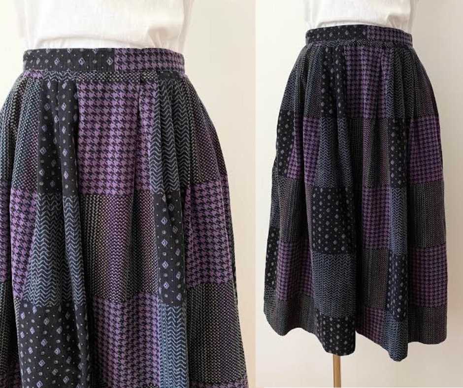 Vintage 60s 70s Quilt Patchwork Checkered Maxi Skirt - Etsy