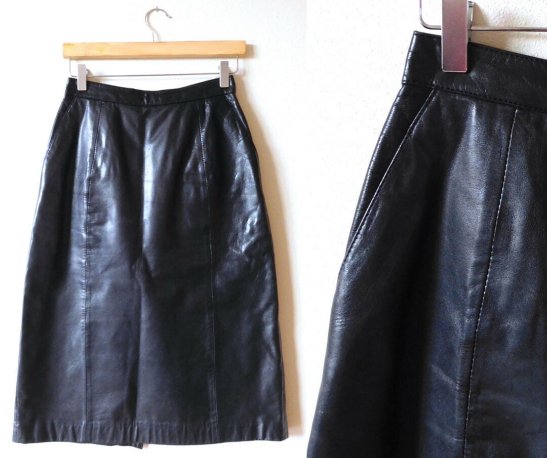 Waist 26 Black Pencil Skirt Vintage 1980s Knee Length 1980s - Etsy