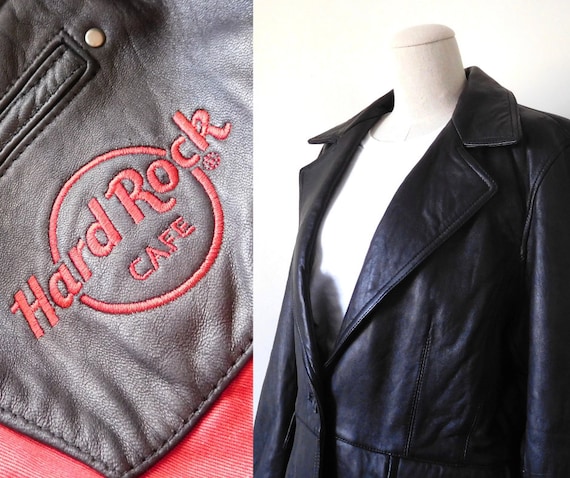 Size M Hard Rock Cafe Leather Jacket Vintage 1990… - image 1