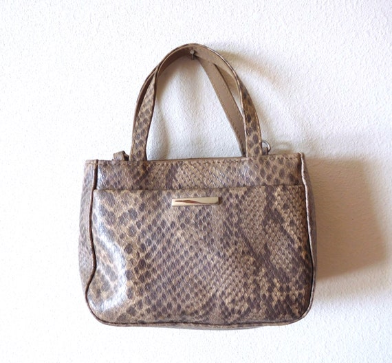 Vintage 1990s Convertible Faux Snake bag Handbag … - image 5