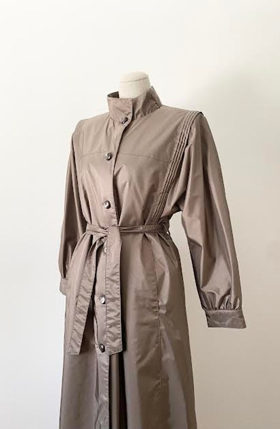 Size SP Dove Taupe Trench Coat Vintage 1980s 80s … - image 8