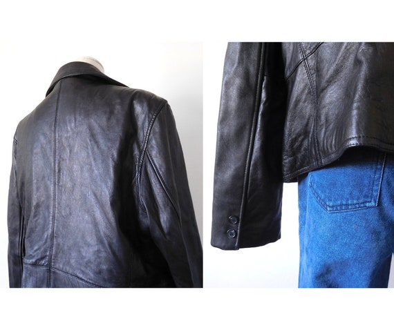 Size M Hard Rock Cafe Leather Jacket Vintage 1990… - image 7