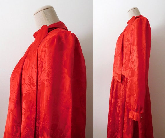 Size M / L Red Dress Vintage 1980s 80s Long Sleev… - image 8