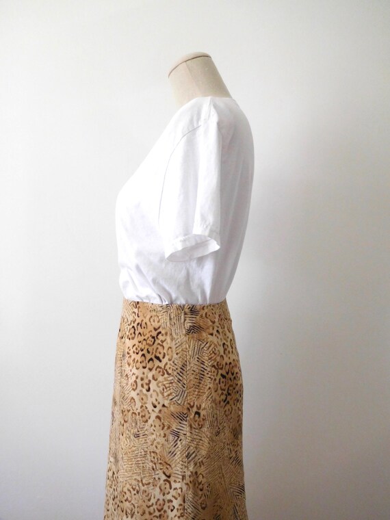 Waist 30 Silk Leopard and Floral Print Slip Skirt… - image 5