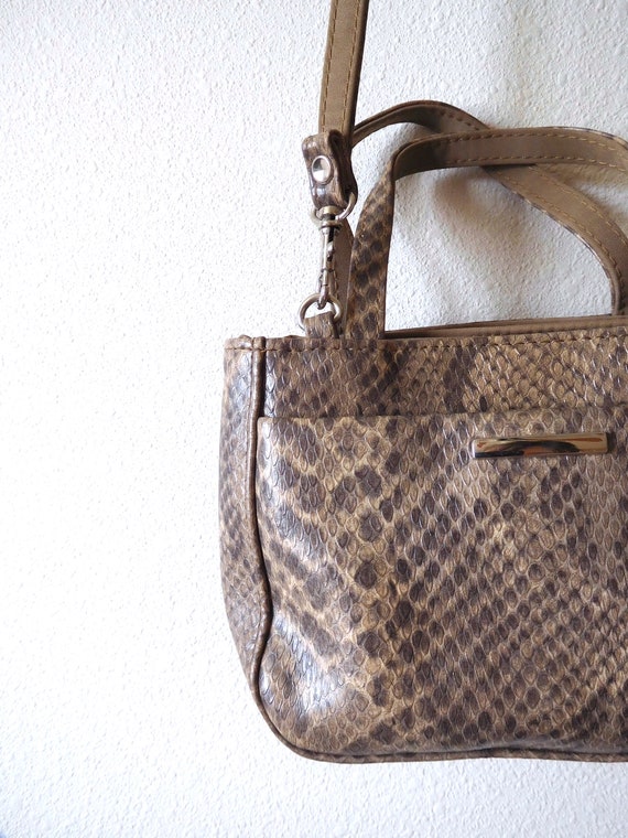 Vintage 1990s Convertible Faux Snake bag Handbag … - image 6