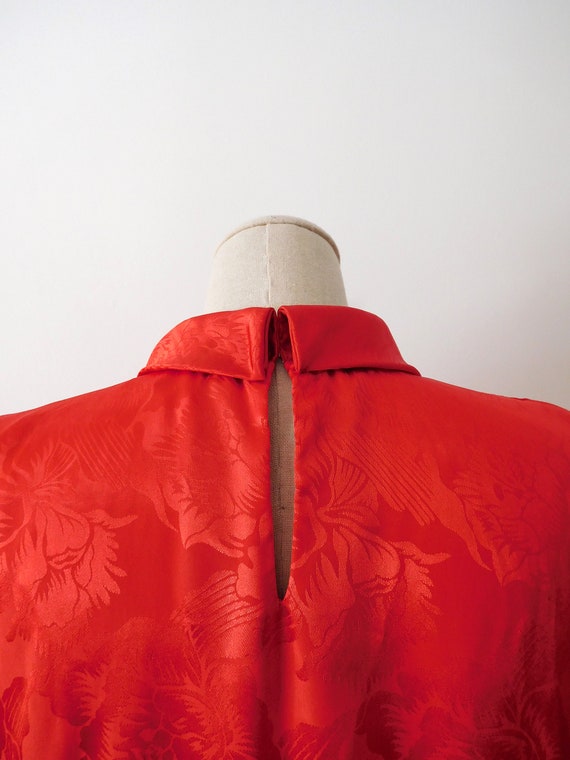 Size M / L Red Dress Vintage 1980s 80s Long Sleev… - image 6