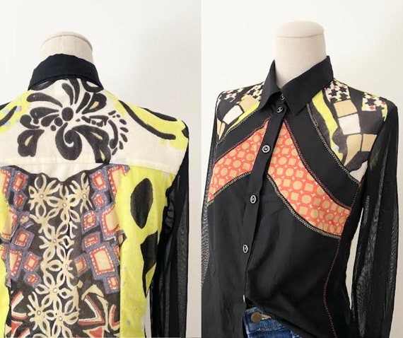 Size S Mesh Top Vintage 1990s 2000s Button Down Didier Parakian 