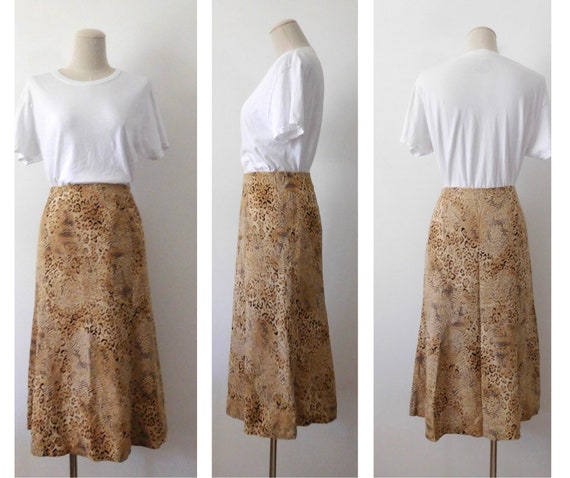 Waist 30 Silk Leopard and Floral Print Slip Skirt… - image 3
