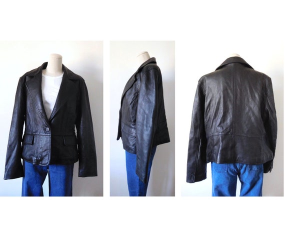 Size M Hard Rock Cafe Leather Jacket Vintage 1990… - image 4