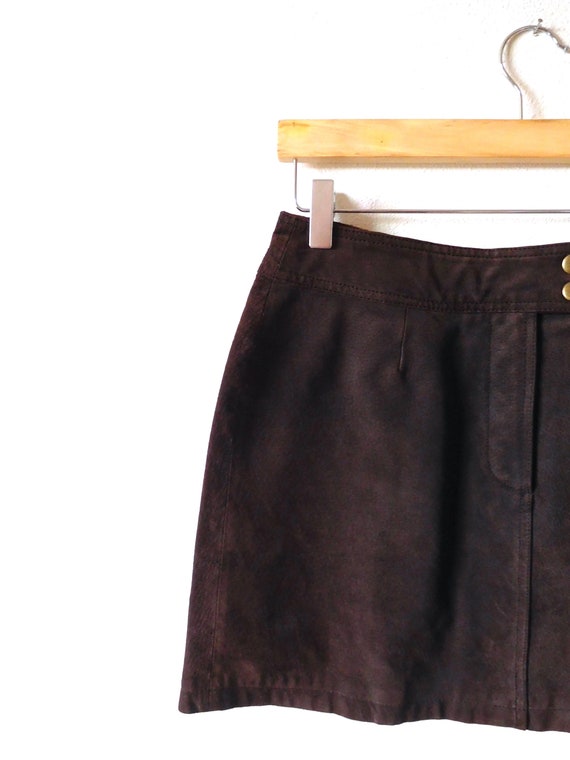 Waist 29  Wilsons Brown Leather Mini Skirt Vintag… - image 8