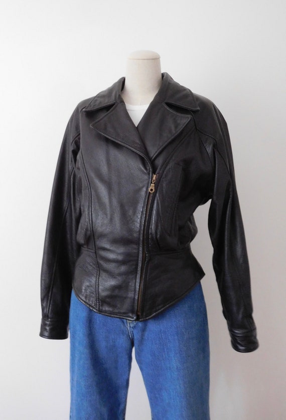 Size M Motorcycle Jacket Vintage 1990s 90s Leathe… - image 4