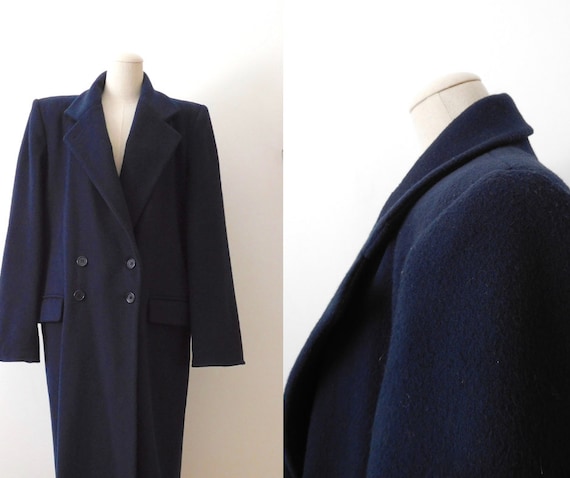 Size M Wool Double Breasted Overcoat Vintage 1980s