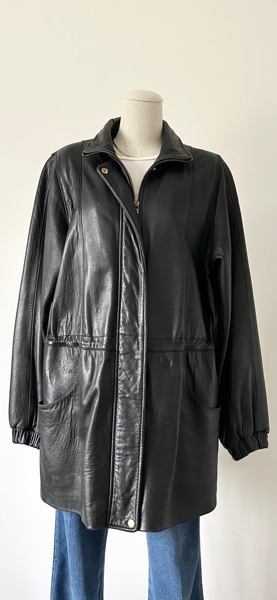 Size L Ultra Soft Leather Coat Vintage 1990s 90s … - image 5