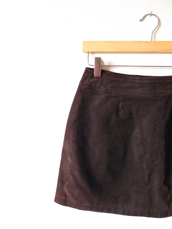 Waist 29  Wilsons Brown Leather Mini Skirt Vintag… - image 9