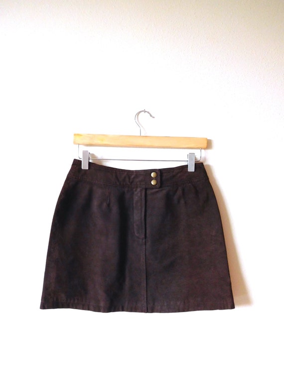 Waist 29  Wilsons Brown Leather Mini Skirt Vintag… - image 1