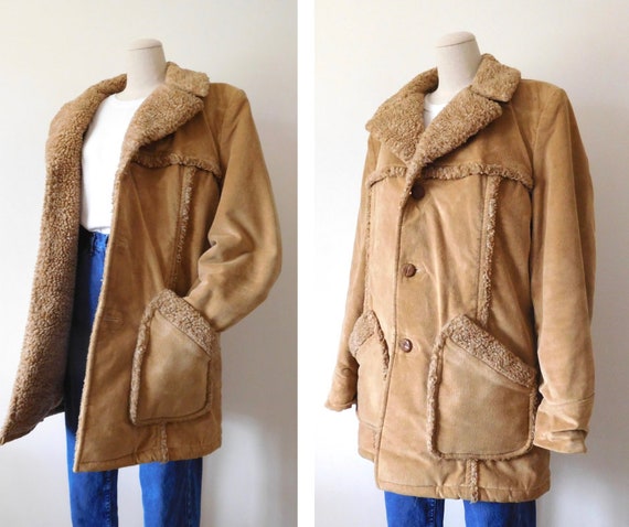 Size L / XL Shearling and Velvet Jacket Vintage 1… - image 8