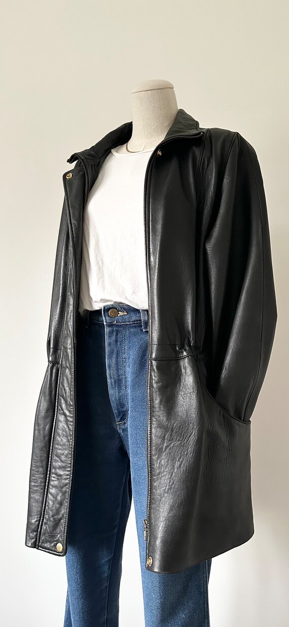 Size L Ultra Soft Leather Coat Vintage 1990s 90s … - image 6