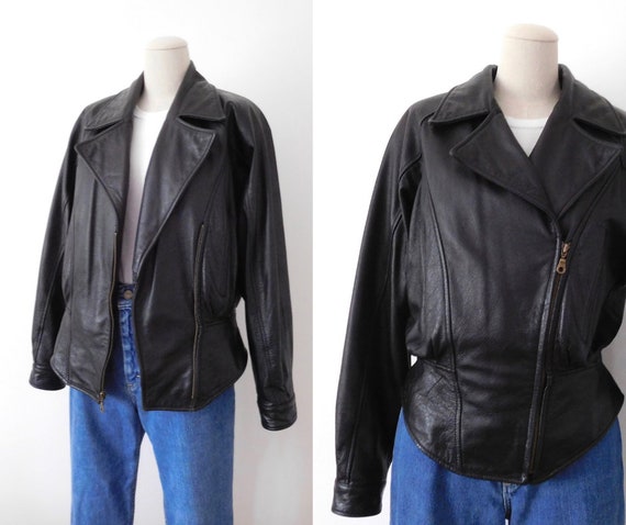 Size M Motorcycle Jacket Vintage 1990s 90s Leathe… - image 1