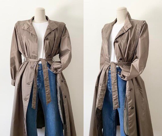 Size SP Dove Taupe Trench Coat Vintage 1980s 80s … - image 5