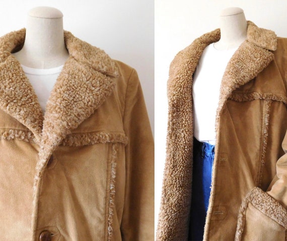 Size L / XL Shearling and Velvet Jacket Vintage 1… - image 1