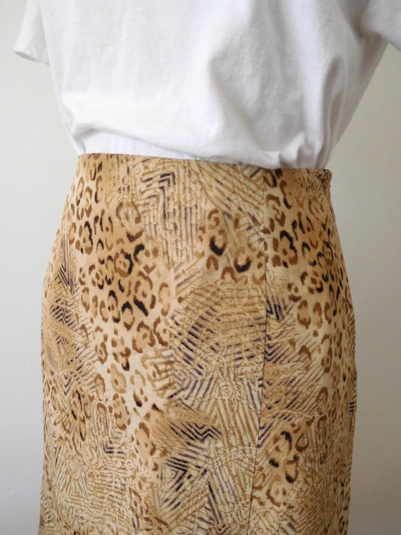 Waist 30 Silk Leopard and Floral Print Slip Skirt… - image 7