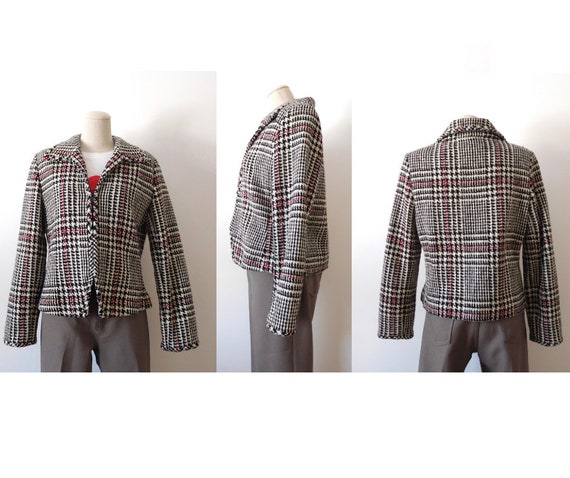 Size M Wool Herringbone Blazer Vintage 1990s 90s … - image 3