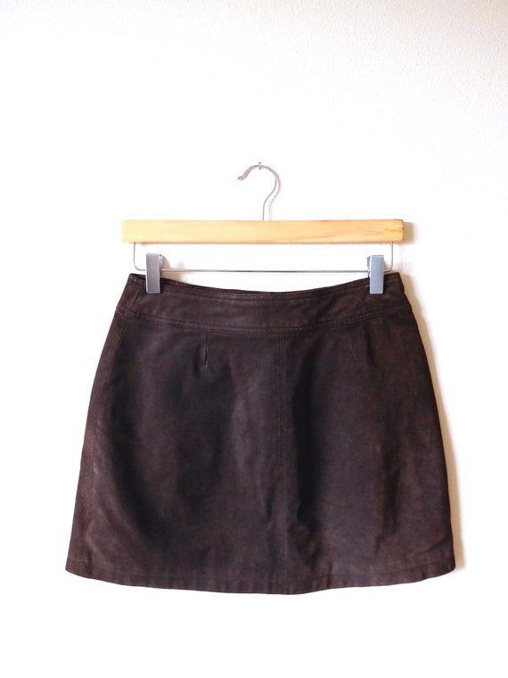 Waist 29  Wilsons Brown Leather Mini Skirt Vintag… - image 7