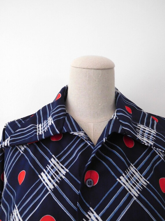 Size M Polka Dot and Plaid Top Vintage 1970s 70s … - image 6