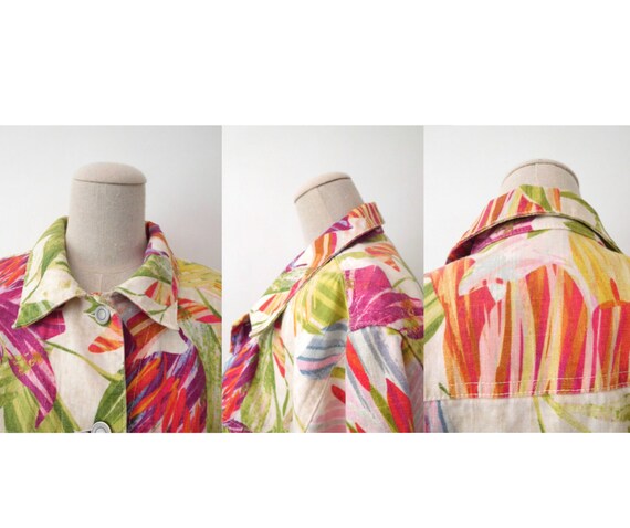 Size M Hawaiian Linen Blend Jacket Vintage 1990s … - image 5