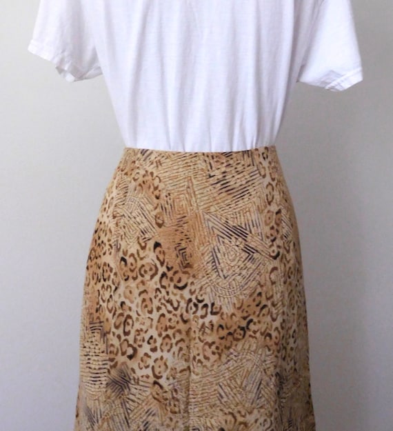 Waist 30 Silk Leopard and Floral Print Slip Skirt… - image 9