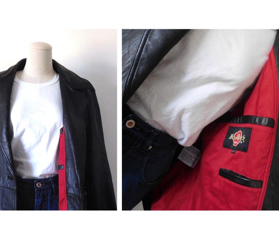 Size M Hard Rock Cafe Leather Jacket Vintage 1990… - image 6