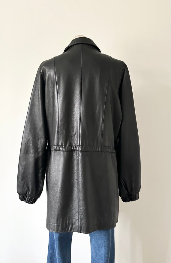 Size L Ultra Soft Leather Coat Vintage 1990s 90s … - image 4