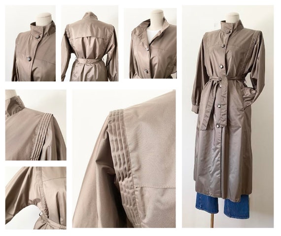 Size SP Dove Taupe Trench Coat Vintage 1980s 80s … - image 6