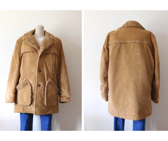 Size L / XL Shearling and Velvet Jacket Vintage 1… - image 3