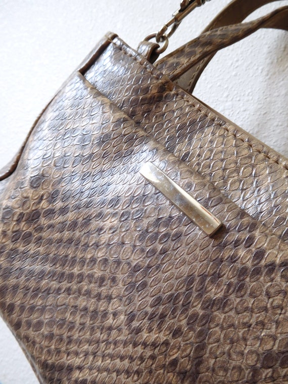 Vintage 1990s Convertible Faux Snake bag Handbag … - image 8