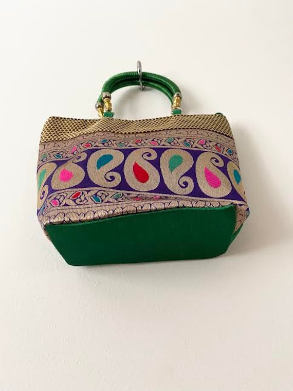 Vintage 1990s Mini multicolored handbag Gold Meta… - image 7