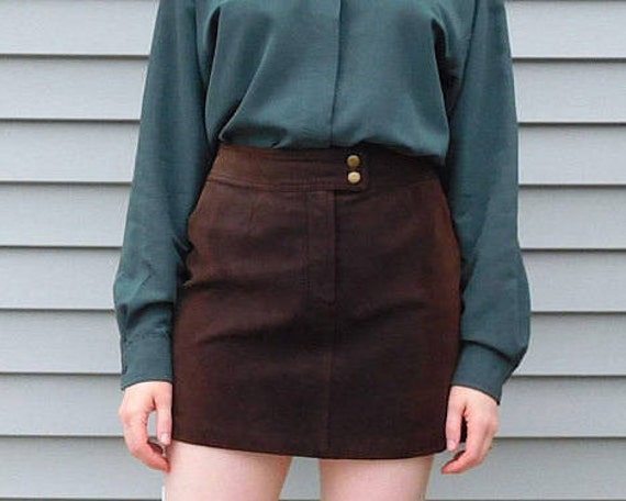 Waist 29  Wilsons Brown Leather Mini Skirt Vintag… - image 4