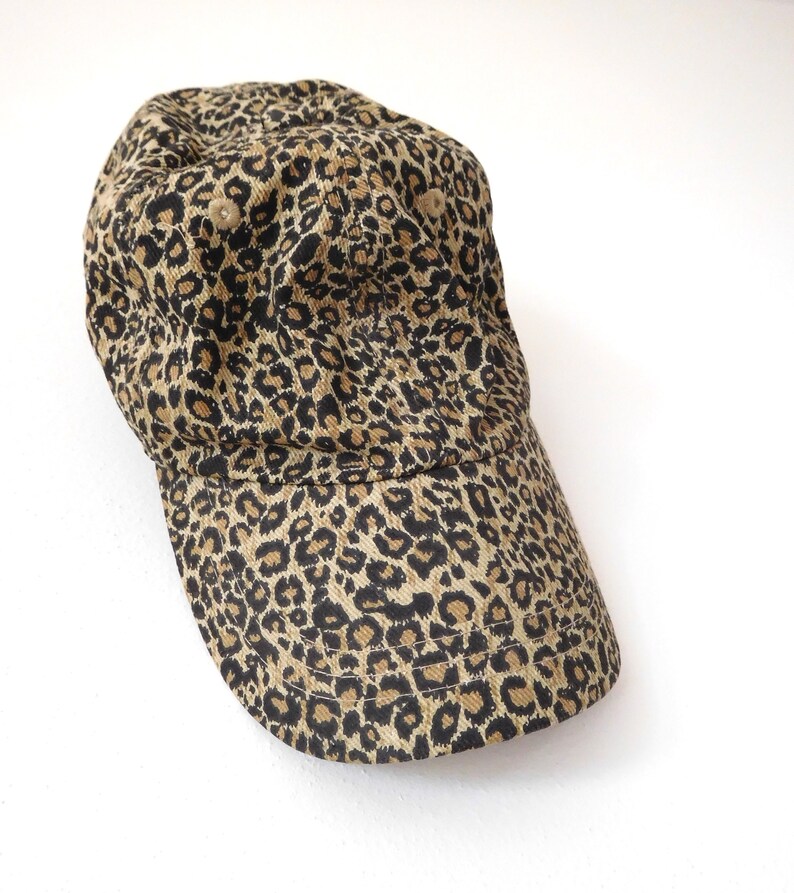 One Size Vintage 1990s Leopard Print Baseball Cap Animal Print Cotton Hat Cheetah Brown Black Neutral Classic Cat Accessory Summer Sun Gift