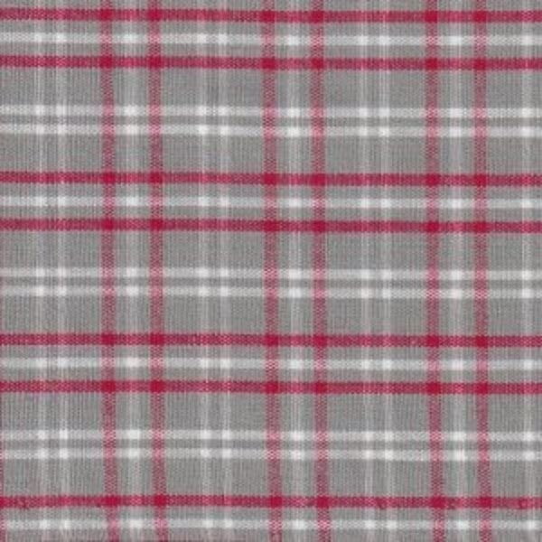 Gray, Red, and White Plaid Fabric by Fabric Finders