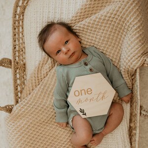 Hexagon Baby Milestone Plaques | Baby Milestone Wooden Discs | Baby Milestone Cards | Baby Milestone Blocks | Baby Milestones