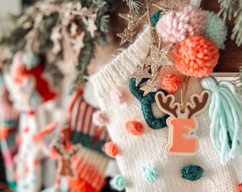 Personalized Stocking Tags Reindeer Ornaments Reindeer Tag Christmas Tag Family Christmas Stockings