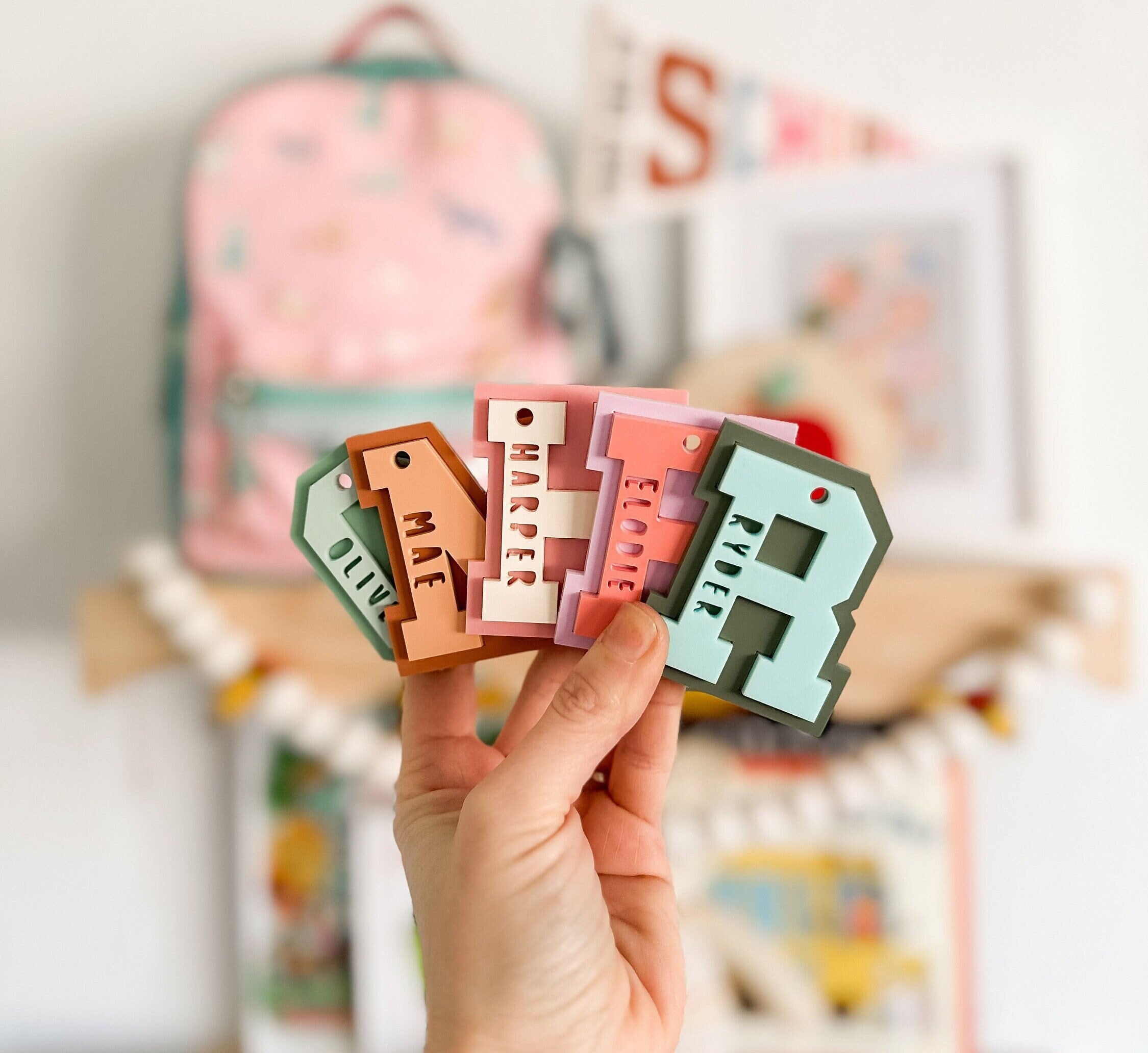 Varsity Letter Tag Bag Tag Acrylic Bag Tag Keychain