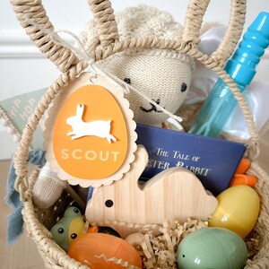 Scalloped Bunny Tag Easter Basket Tags Bunny Tags Name Tags Easter Basket Custom Name Tags Easter Decor Easter Gifts Kids Easter image 4